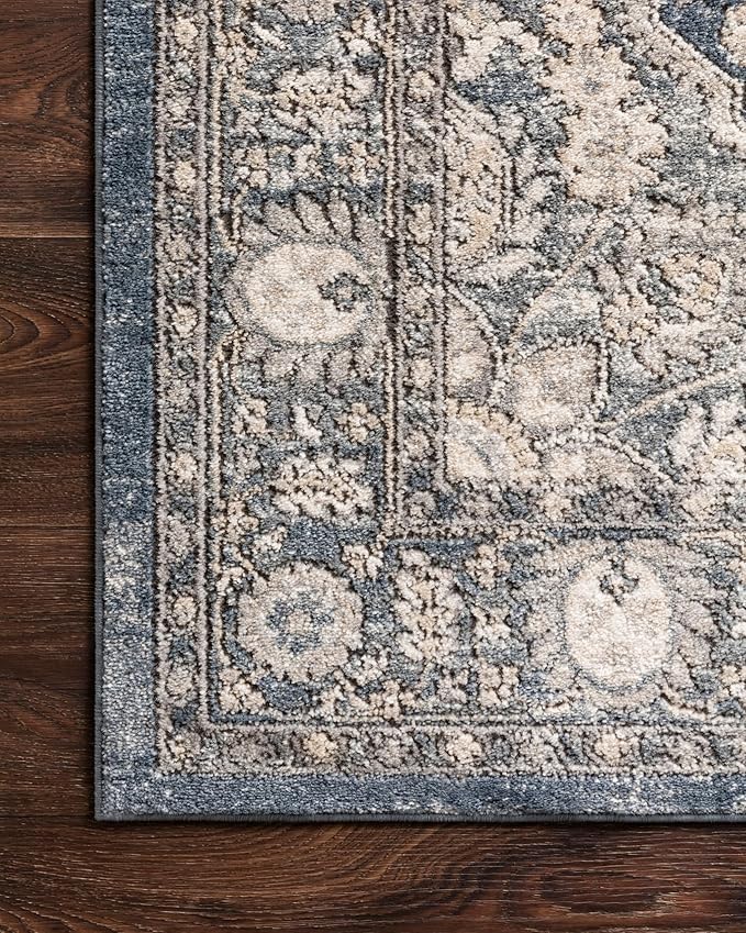 Loloi Teagan Collection TEA-01 Denim/Mist 2'-8" x 13' Runner Rug, Large, Soft Neutral Rug, High-Traffic for Living Room, Bedroom, Home Office, Dining Area