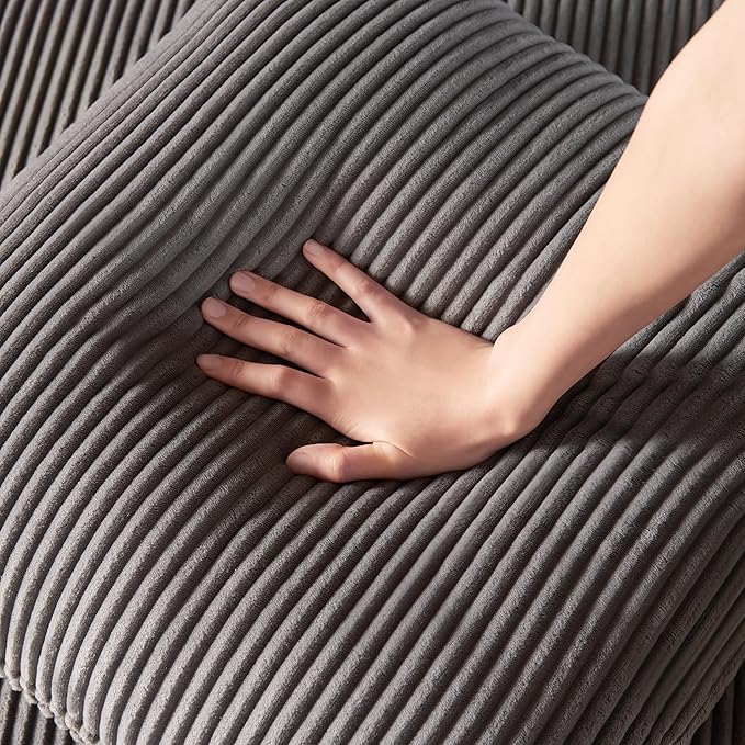 101.6" Deep Seat Modular Sectional Sofa, Thickened Corduroy Sectional Couches for Living Room, Comfy L-Shaped Upholstered Cloud Couch with Chaise, Widened Armrests for 4 People, Dark Grey