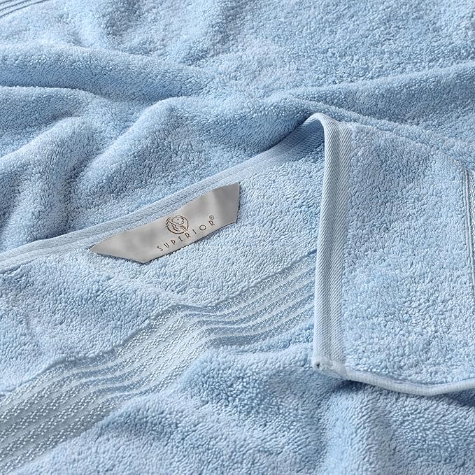 Superior Heritage Egyptian Cotton Face Towel Set, Small Towels For Kitchen, Home Bathroom, Guest Bath, Luxury Essentials, Plush, Absorbent Basics, Washcloths, Spa, Hotel, Resort, Set of 10, Light Blue