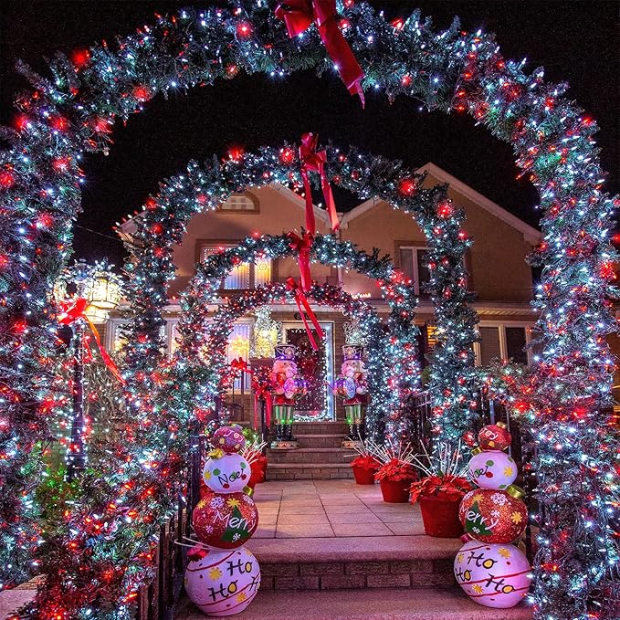 500 LED Christmas Lights Outdoor - 165ft Christmas String Lights 8 Modes Plug in Waterproof Twinkle Fairy Light with Timer Memory for Indoor Outside Bedroom Home Party Decoration, Red&White
