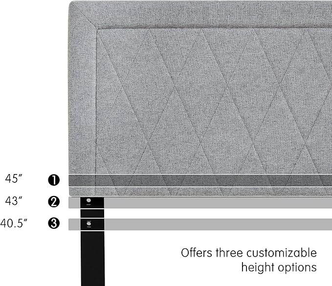 Hokway Bed Frame Upholstered Platform Bed with Headboard Wooden Slat Support No Box Spring Needed(Full, Light Gray)