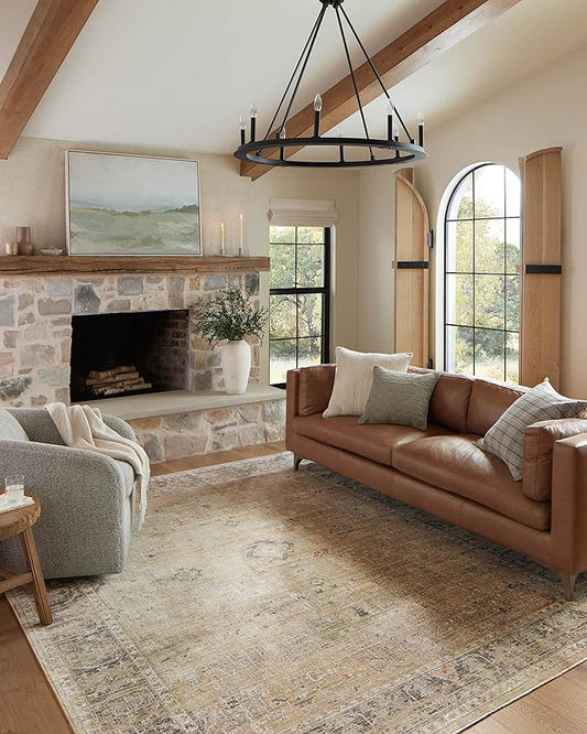 Loloi Magnolia Home by Joanna Gaines Millie Collection MIE-03 Gold/Charcoal 2'-7" x 14', .25" Pile Height, Runner Rug