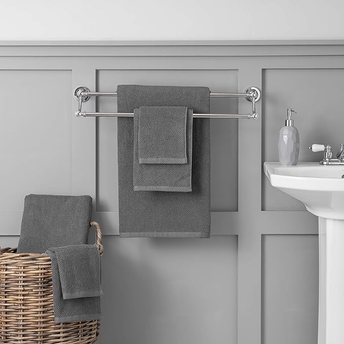 Welhome Franklin 100% Cotton Popcorn Textured Towel Set - 6 Piece 600 GSM, Soft & Plush, 2 Bath Towels, 2 Hand Towels, 2 Washcloths, Dark Gray