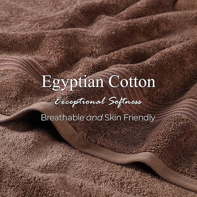 Superior Heritage Egyptian Cotton 3 Piece Towel Set, Assorted Absorbent Towels for Bathroom, Guest Bath, Luxury Home Decor Essentials, Includes 1 Bath, 1 Hand, 1 Face Towel/Washcloth, Mocha