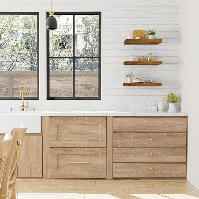 QEEIG 12" Deep Floating Shelves for Wall - 12 x 16 inch Book Shelf Bathroom Bedroom Kitchen Living Room Hanging Bookshelf Farmhouse Set of 3, Brown (026-40BN3)