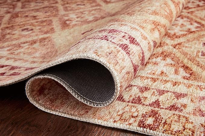 Loloi Layla Collection LAY-16 Natural/Spice 2'-3" x 3'-9" .13" Thick Accent Rug, Soft, Durable, Vintage Inspired, Distressed, Low Pile, Non-Shedding, Easy Clean, Printed, Living Room Rug