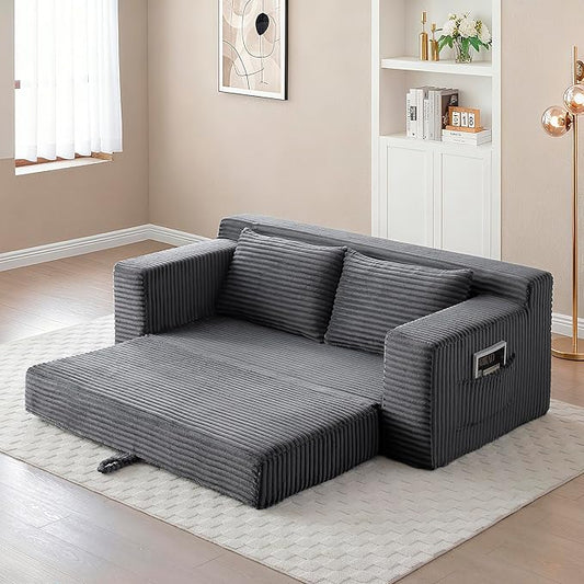73" Cloud Loveseat Sofa Couch in a Box, 2 Seater Boneless Couch, Convertible Pull Out Sofa Bed with Pillows, No Assembly, Memory Foam, Modern Small Couches for Small Spaces (A-Grey)