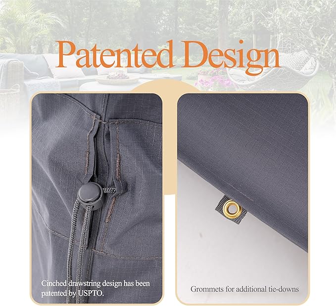 WJ-X3 Large Grey Heavy-Duty Patio Table Cover, 136x88x36in, Waterproof, Wind-Resistant, Anti-Fade - Ideal for Sectional Outdoor Furnitue Sets