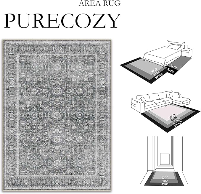 Blue 2x3 Entryway Area Rug Machine Washable Door Mat Kitchen Vintage Distressed Non Slip Carpet Indoor Traditional Floral Accent Throw Small Rug for Bathroom Office Bedroom Living Dining Room