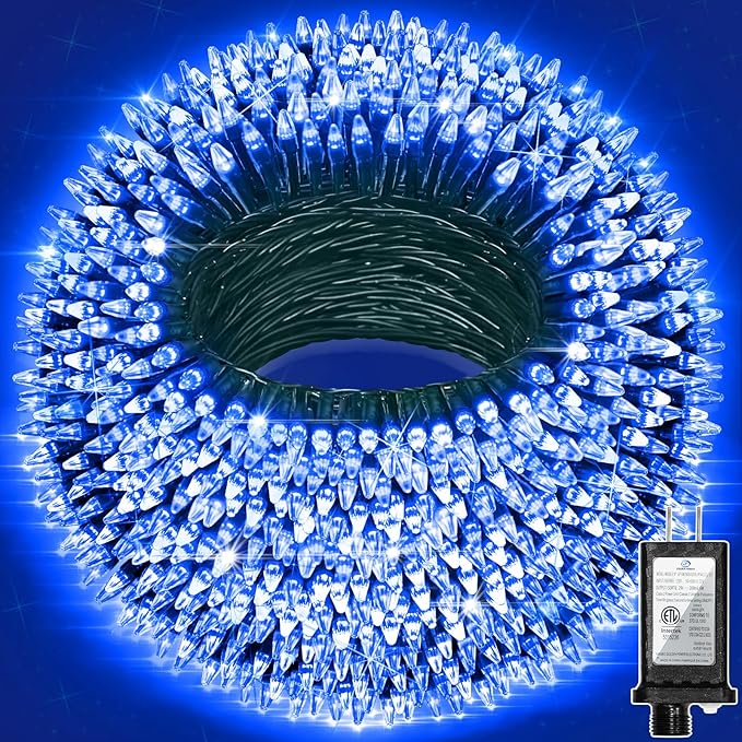 240FT 750LED Christmas Lights,12 Modes Blue Outdoor String Lights with Timer & Dimmable, Waterproof Green Wire Christmas String Lights for Indoor Tree Xmas Patio Fence Balcony Garden Party Decor