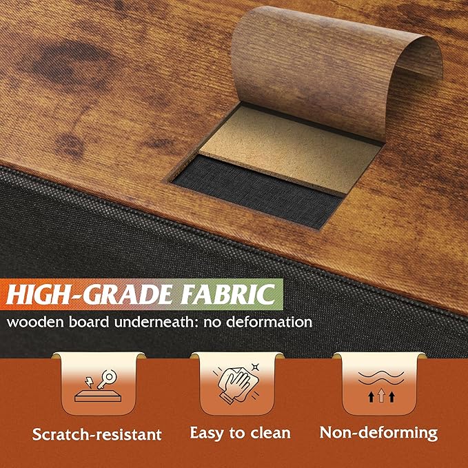 WLIVE Night Stand Set 2, Small Dresser with 2 Drawers & Wooden Top, Nightstand with Fabric Bins, Bedside Table End Table for Bedroom, Closet, Entryway, College Dorm, Rustic Brown