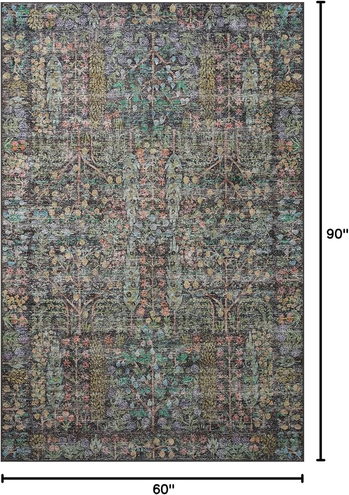 Loloi Rifle Paper Co. Maison Collection MAO-07 Charcoal 5'-0" x 7'-6", .19" Pile Height, Area Rug