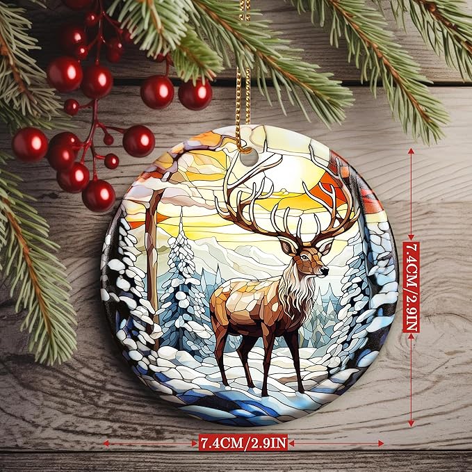 Christmas Ornament, Snow Elk Ornament, Christmas Decorations for Tree, Heirloom Keepsake, Gift Idea