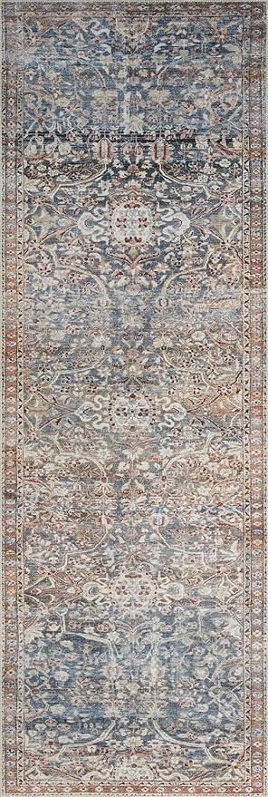 Loloi Chris Loves Julia Jules Collection JUL-06 Denim/Spice 8'-6'' x 11'-6'', .13" Pile Height, Area Rug