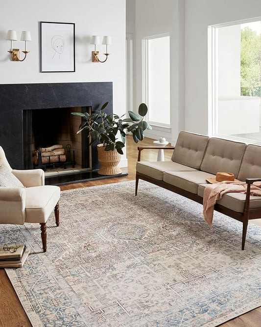 Loloi Chris Loves Julia Jules Collection JUL-07 Natural/Ocean 2'-6'' x 12'-0'', .13" Pile Height, Runner Rug