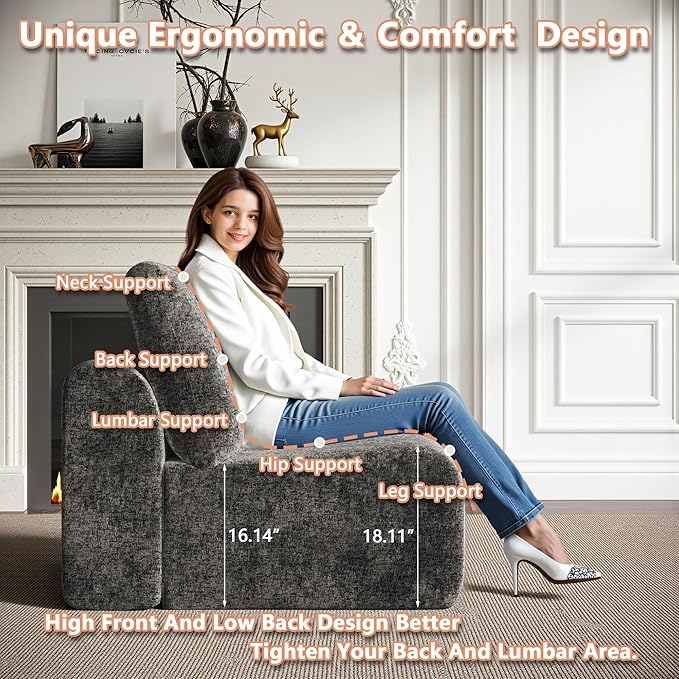 EASE MOOSE Sectional Cloud Couch for Living Room, Modular Boneless Sofa L-Shaped, Modern Cloud Sofa Set with Fluffy Foam, Oversized 4-Seater Comfy Sofa with Ottoman for Bedroom, Chenille (Dark Grey)