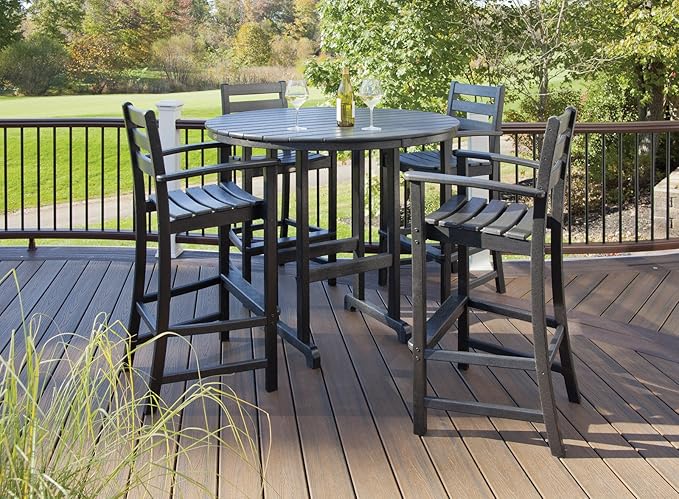 Trex Outdoor Furniture TXRBT248CB Monterey Bay Round Bar Table, 48-Inch, Charcoal Black