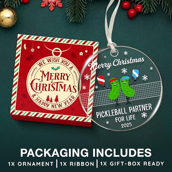 Pickleball Ornament - Perfect Pickleball Gifts Ideas for Christmas 2025, Unique Stocking Stuffers, Funny Christmas Ornaments for Women, Ideal Pickleball Ornaments Gifts, Funny Pickleballs Gift