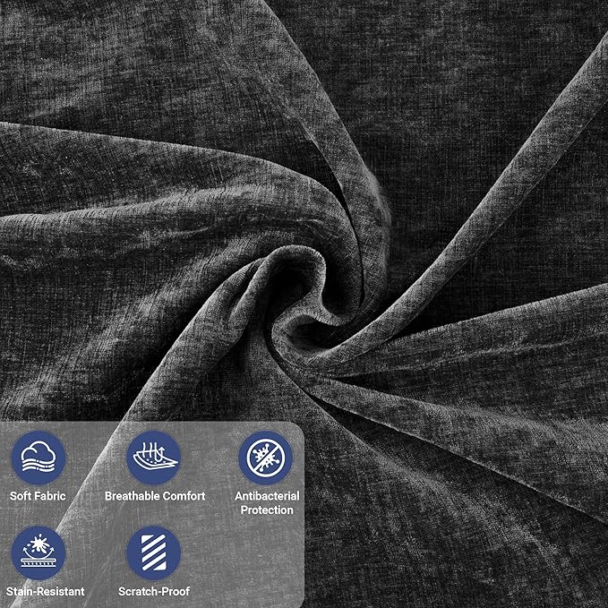 106" Sectional Compressed Sofa Modular Couches,High-Density Foam No Assembly Required,3-Piece(1xCorner 1xArmless 1xOttoman) for Living Room, Chenille Dark Gery