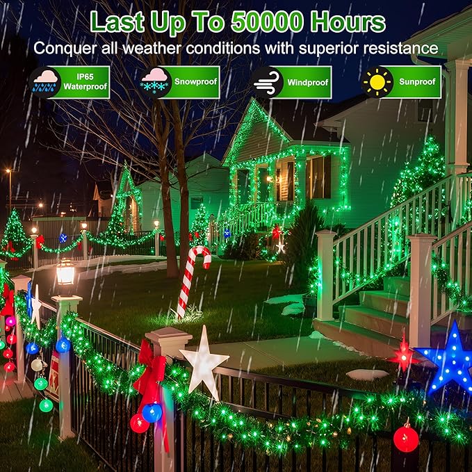 470FT 1500LED Christmas Lights, 12 Modes Green Outdoor String Lights with Timer & Dimmable, Waterproof Green Wire Christmas String Lights for Indoor Tree Xmas Patio Fence Balcony Garden Party Decor