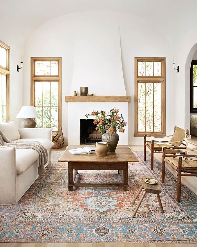 Loloi Loren Collection LQ-15 Terracotta/Sky 2'-6" x 7'-6" Runner Rug