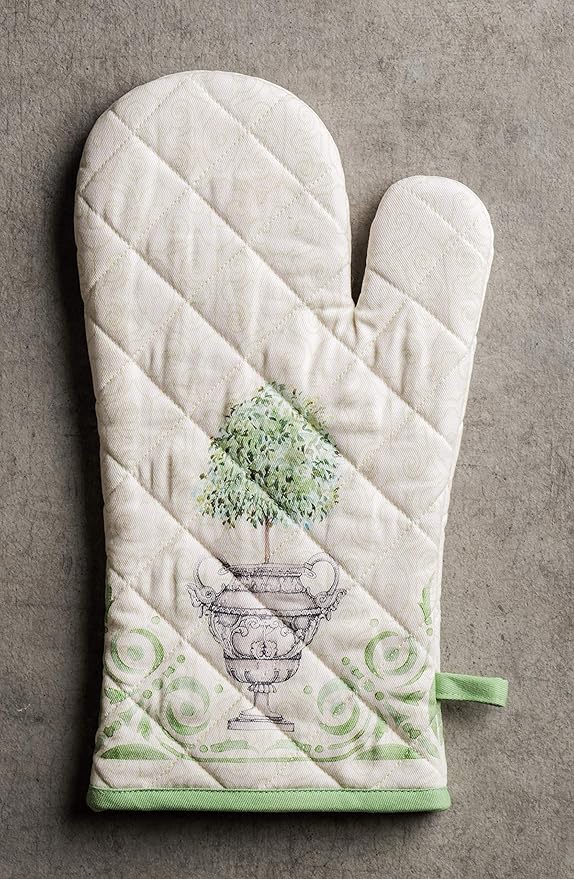 Maison d' Hermine Oven Gloves 100% Cotton Oven Mitt 7" x 13" with Loop Heat Resistant, BBQ, Cooking Gloves, Baking, Grilling, Kitchen, Handling Hot Pans Spring/Summer (Pack of 1, Jardin Du Roy)
