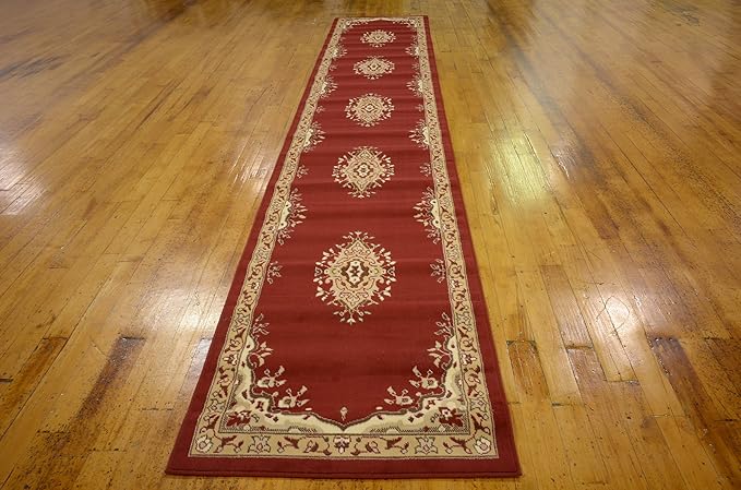 Unique Loom Reza Collection Traditional Persian Style Area Rug, 3 ft x 16 ft 5 in, Burgundy/Ivory