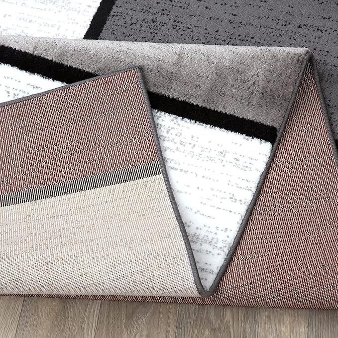 Rugshop Modern Geometric Boxes Red Area Rug, Fade-Resistant Carpet for Bedroom, Home Office, or Entryway, 3'3" x 5'