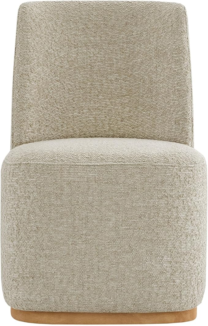 CHITA Upholstered Rolling Dining Chair on Casters Set of 2, FSC Certified Modern Fabric Dining Chair with Casters, Boucle Dining Chairs for Reading Room Waiting Room Kitchen Dining Room, Oatmeal