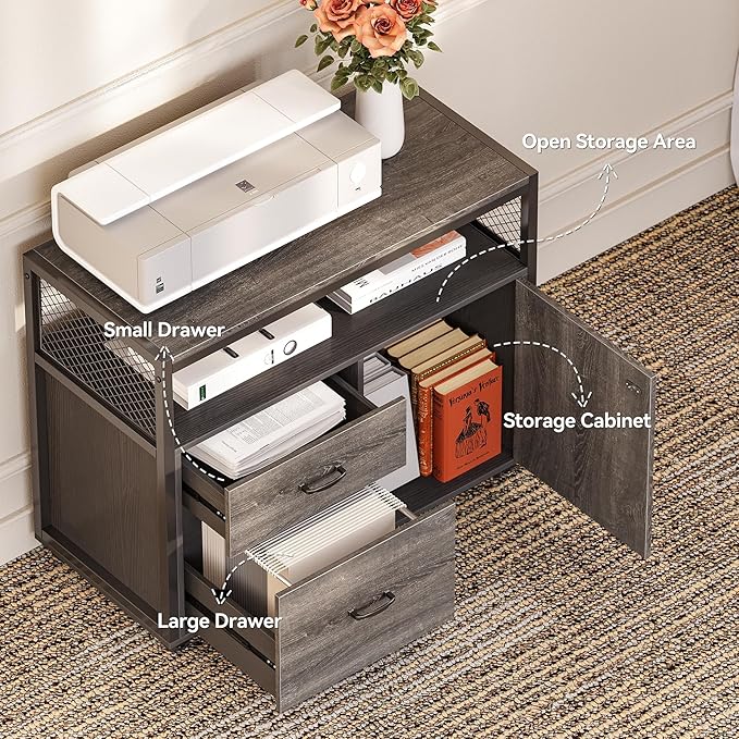 LITTLE TREE 63-Inch Office Desk with 31.5-Inch Lateral File Cabinet, Study Writing Desk Computer Desk for Home Office