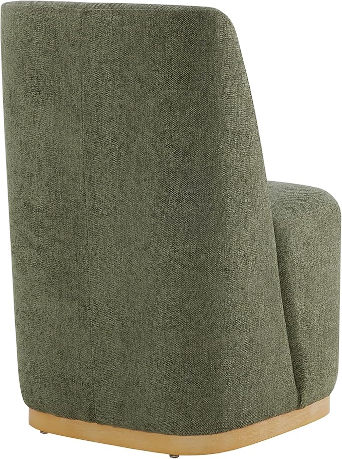 CHITA Upholstered Rolling Dining Chair on Casters Set of 4, FSC Certified Modern Fabric Dining Chair with Casters, Boucle Dining Chairs for Reading Room Kitchen Dining Room, Moss Green