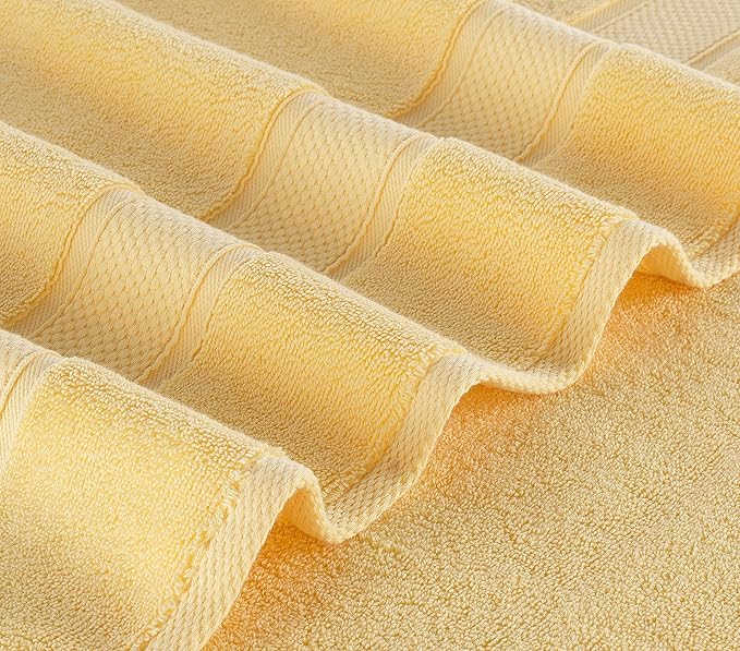 NOVA Luxury Linen - Hotel Quality Turkish Towel Set for Bathroom (4 Pcs Hand Towel Set, Sunlight Yellow)
