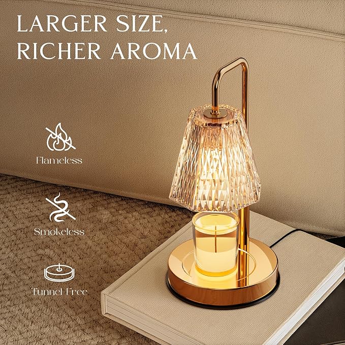 Candle Warmer Lamp with Timer – Dimmable Wax Warmer for Room Decor, Height Adjustable Candle Lamp for Mom, Birthday Gifts for Women, House Warming Gifts for New Home Decor with 2 Bulbs