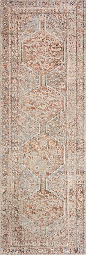 Loloi Chris Loves Julia Jules Collection JUL-04 Tangerine/Mist 5'-0'' x 7'-6'', .13" Pile Height, Area Rug