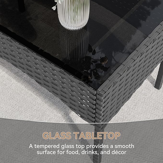 Kurapika Patio Furniture Set 4 Pieces Outdoor Wicker Rattan Chairs Conversation Sets w/Coffee Table, Rocking Bistro Set, for Deck,Patio,Backyard,Lawn (Sand)