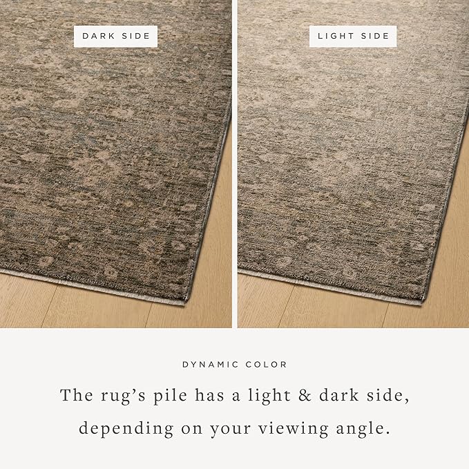 Loloi Magnolia Home by Joanna Gaines Junie Collection JUE-06 Lagoon/Natural 7'-10" x 7'-10", .38" Pile Height, Round Area Rug