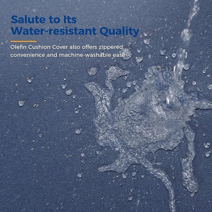 Wisteria Lane Aluminum Patio Furniture Set, 7 Seats Metal Outdoor Furniture Set with CSA Certified 54in Propane Gas Fire Pit Table, Patio Conversation Set with 5in Olefin Cover Cushions (Blue)