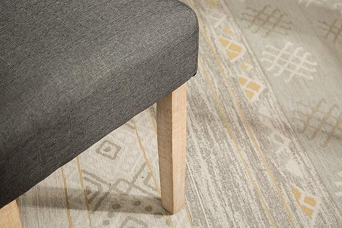 Roundhill Furniture Habit Solid Wood Tufted Parsons Charcoal Dining Chair, Set of 2