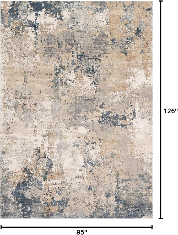 Loloi Teagan Collection TEA-06 Sand/Mist 7'-11" x 10'-6" Area Rug, Large, Soft Neutral Rug, High-Traffic for Living Room, Bedroom, Home Office, Dining Area