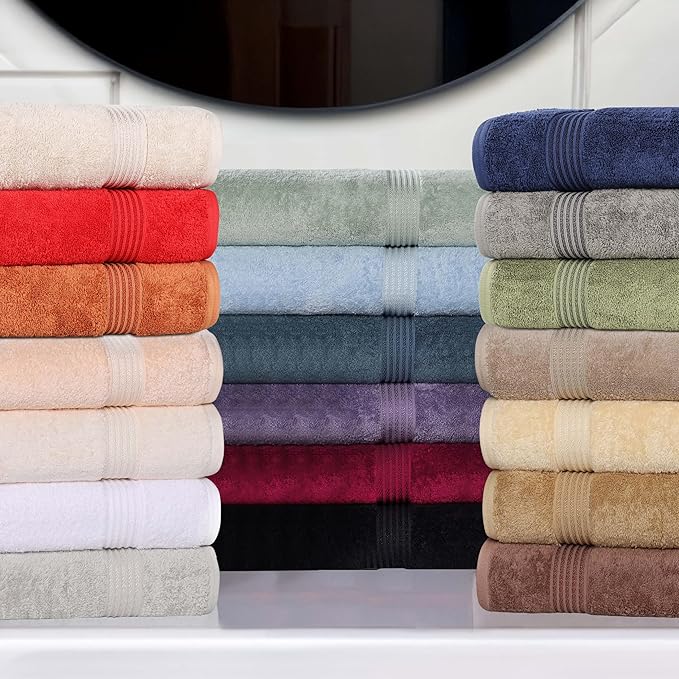 Superior Egyptian Cotton 3-Piece Towel Set, Basic Towels For Bathroom, Home Decor, Guest Bath, Shower, Apartment, Included 1 Face, 1 Hand, 1 Bath Towel, Washcloth, Quick Dry, Burgundy
