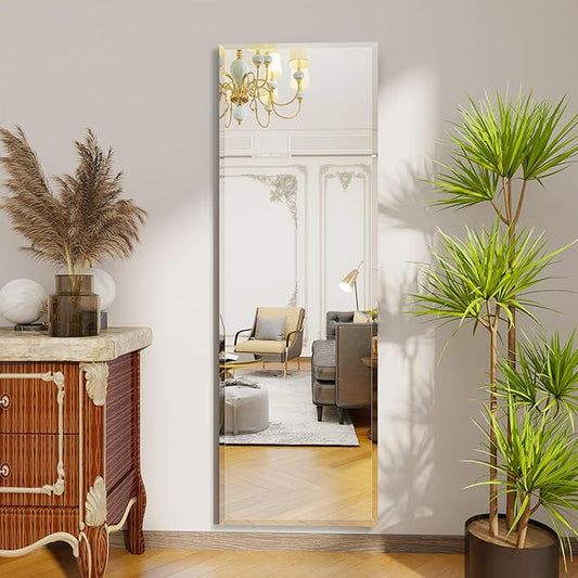 Full Length Mirror Door Hanging, 59X16 Full Length Hanging,Beveled Mirror Frameless，Bedroom, Wardrobe, Door (59 * 16 Inch)