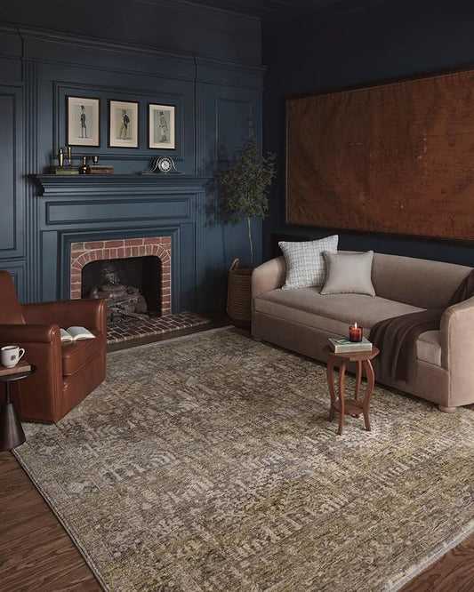 Loloi Magnolia Home by Joanna Gaines Junie Collection JUE-02 Moss/Natural 2'-0" x 3'-0", .38" Pile Height, Accent Rug