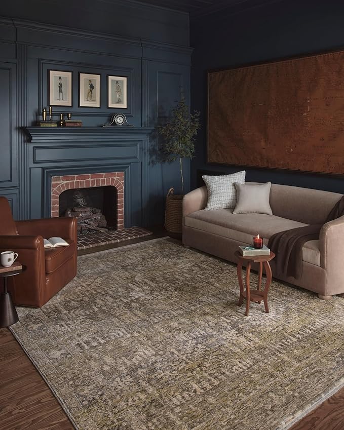 Loloi Magnolia Home by Joanna Gaines Junie Collection JUE-02 Moss/Natural 3'-11" x 5'-7", .38" Pile Height, Accent Rug