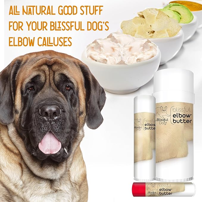 The Blissful Dog Elbow Butter for Dry, Cracked Calluses, Lick-Safe Dog Balm, Soothing Elbow Balm with Moisturizing Shea Butter, Almond, Olive, and Essential Oils, Pet Supplies, 0.50 oz. Stick