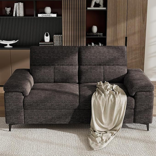 71.25" Modern Sofa Couch for Living Room, Deep Seat Sofas with 8” Cushion, Comfy 2-Seater Chenille Loveseat with Convertible Armrest, Removable Sofa Cover, High Leg (Dark Gray)