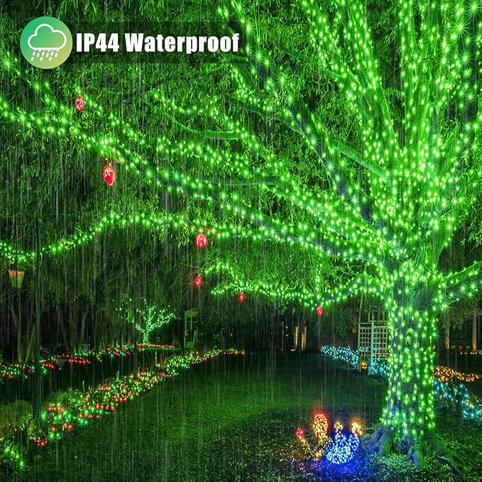 Vivideal 800 LED Green Christmas Lights, 262FT Green String Lights Indoor Outdoor Plug in with Timer Memory for Outside Halloween Xmas Tree Decorations