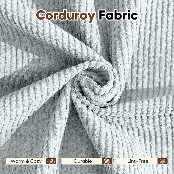 Convertible Sleeper Sofa Bed, Folding Floor Sofa Bed with Fixed-Shape Frame, Corduroy Floor Sleeper Sofa with Storage Pocket, Futon Boneless Sofa Couch for Living Room, Mint Blue