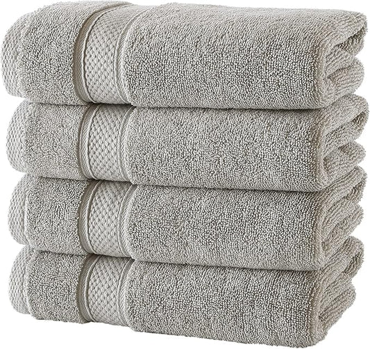 NOVA Luxury Linen - Hotel Quality Turkish Towel Set for Bathroom (4 Pcs Hand Towel Set, Mirage Grey)