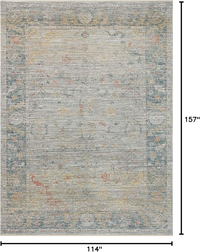 Loloi Magnolia Home by Joanna Gaines Millie Collection MIE-04 Slate/Multi 9'-6" x 13'-1", .25" Pile Height, Area Rug