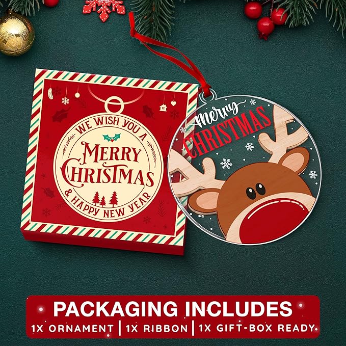 Reindeer Ornaments for Christmas Tree - Adorable Reindeer Christmas Ornaments, Ideal Gifts for Kids & Family, Memorable, Decorative Pieces for Holiday Season